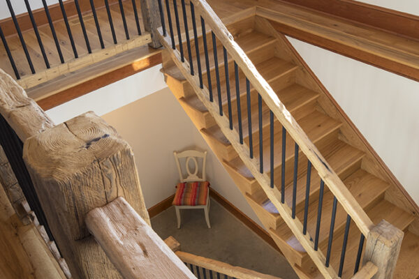 Stairway with wooden banisters